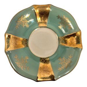Green Gold Saucer Lindner Kueps Bavaria Germany Porcelain